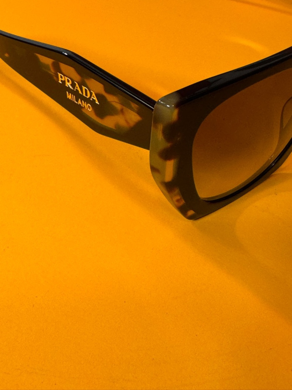 Prada Sunglasses Tortoiseshell Oversized Square Sunglasses - Amber Lenses - Picture 6 of 13